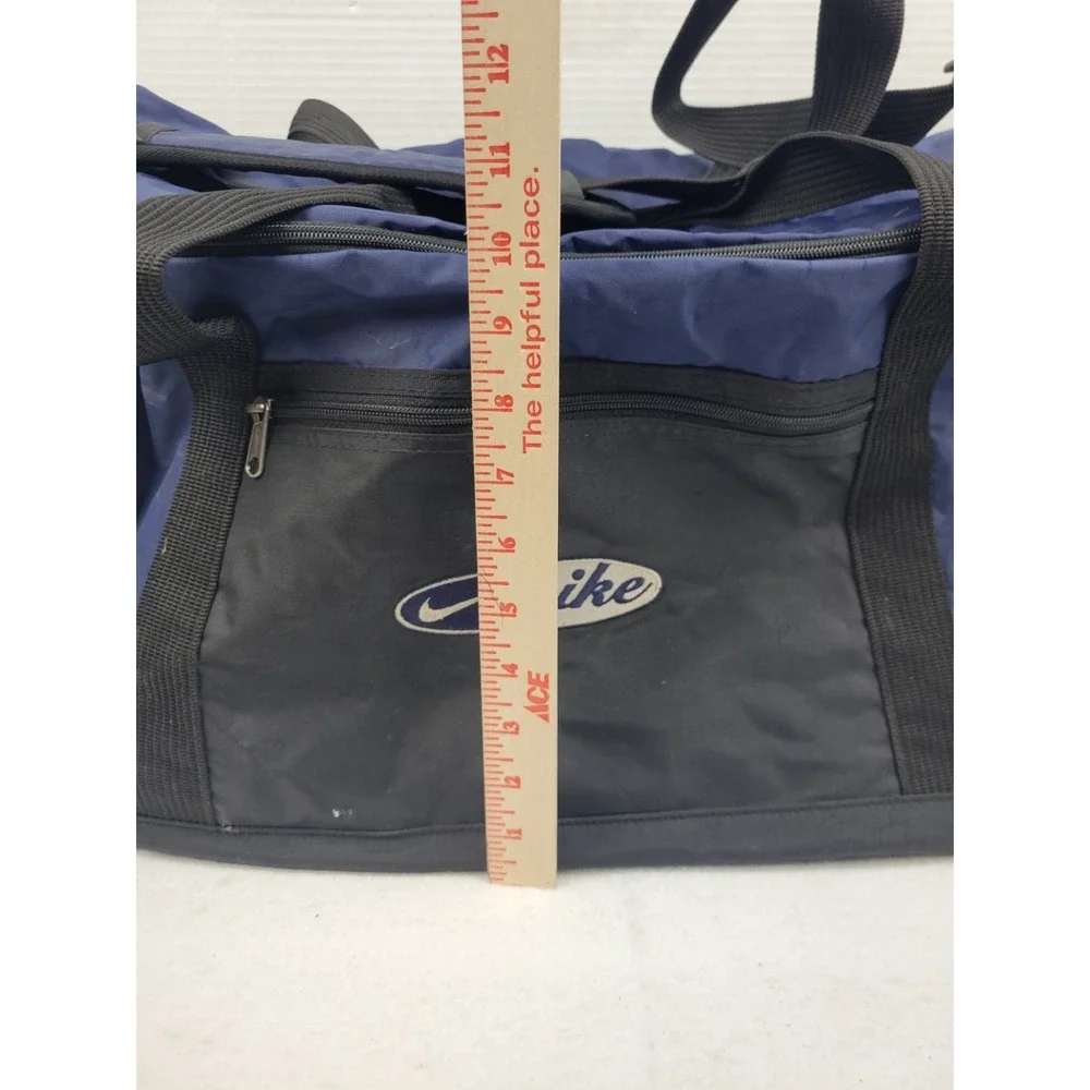 Vintage Nike Duffle Bag Blue Embroidered Center Swoosh 90s Y2K‎ Shoulder Strap